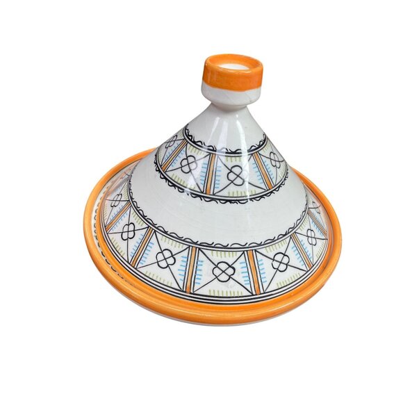 Moroccan Fes Glazed Handpainted Tagine Artisan Pottery 8"x9.5" SKU 9340-R1S2 - Picture 2 of 9